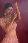 Shop Shloka Sudhakar Pink Organza, Dupatta Net Thread, Cutdana And Pearl Work Embroidered Lehenga Set Online at Aza Fashions Shop_Shloka Sudhakar_Pink Organza, Dupatta Net Thread, Cutdana And Pearl Work Embroidered Lehenga Set _Online_at_Aza_Fashions