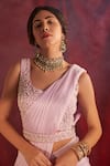 Buy_Shloka Sudhakar_Purple Saree Crepe Embroidered And Embellished Thread U With Corset  _Online_at_Aza_Fashions