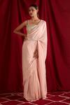 Buy_Shloka Sudhakar_Pink Saree Crepe Chinon Embellishment Stone Work Square With Blouse  _at_Aza_Fashions