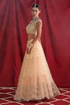 Shloka Sudhakar Peach Organza, Dupatta Net Cutdana And Pearl Work, Floral Embroidered Lehenga Set Online at Aza Fashions Shloka Sudhakar_Peach Organza, Dupatta Net Cutdana And Pearl Work, Floral Embroidered Lehenga Set _Online_at_Aza_Fashions