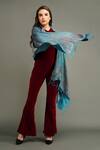 DUSALA_Blue Handwoven Floral And Paisley Stole _Online_at_Aza_Fashions