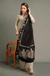 Buy_Dusala_Black Pashmina Embroidered Stole _at_Aza_Fashions