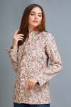 Dusala_White Pashmina Kani Mandarin Collar Paisley Woven Jacket_Online_at_Aza_Fashions
