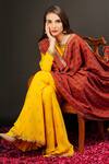 Shop_Dusala_Red Handwoven Pashmina Antique Kashmiri Shawl_at_Aza_Fashions