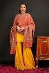 Buy_Dusala_Orange Embroidered Pashmina Handwoven Phulkari Shawl_at_Aza_Fashions