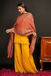 Dusala_Orange Embroidered Pashmina Handwoven Phulkari Shawl_Online_at_Aza_Fashions