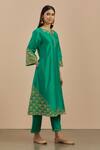 Priya Chaudhary_Green Chanderi Silk Kurta Set_Online_at_Aza_Fashions