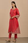 Priya Chaudhary_Red Chanderi Silk Kurta Set_Online_at_Aza_Fashions