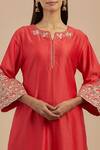 Shop_Priya Chaudhary_Red Chanderi Silk Kurta Set_Online_at_Aza_Fashions