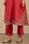 Priya Chaudhary_Red Chanderi Silk Kurta Set_at_Aza_Fashions