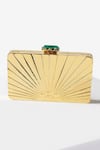 Shop_Jade by Monica and Karishma_Gold Kiara Box Clutch _at_Aza_Fashions