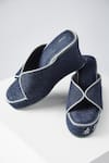 Buy_Jade by Monica and Karishma_Blue Embroidery Stella Denim Wedges _at_Aza_Fashions