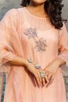 Buy_Naaz By Noor_Pink Cotton, Organza, Chanderi Floral, Sequin Round Embroidered Kurta Set _Online_at_Aza_Fashions