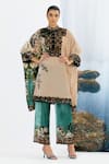 Buy_Rajdeep Ranawat_Ivory Silk Velvet Printed Floral Band Collar Chanel Tunic  _at_Aza_Fashions