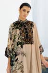 Rajdeep Ranawat_Ivory Silk Velvet Printed Floral Band Collar Chanel Tunic  _at_Aza_Fashions