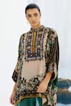 Shop_Rajdeep Ranawat_Ivory Chanel Silk Velvet Printed Tunic_Online_at_Aza_Fashions