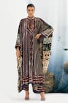 Buy_Rajdeep Ranawat_Multi Color Silk Velvet Printed Dakota Kaftan Tunic And Pant Set  _at_Aza_Fashions