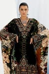 Shop_Rajdeep Ranawat_Yellow Gulrez Silk Velvet Printed Kaftan Tunic_Online_at_Aza_Fashions