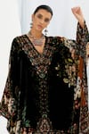 Rajdeep Ranawat_Yellow Gulrez Silk Velvet Printed Kaftan Tunic_at_Aza_Fashions