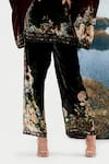 Rajdeep Ranawat_Black Silk Velvet Printed Floral Permaz Pant  _at_Aza_Fashions