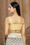 Shop_Shimai Jayachandra_Gold Silk Plain V Neck Bustier  _at_Aza_Fashions