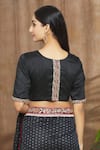 Shop_Shimai Jayachandra_Black Degummed Raw Silk Embroidery Floral Round Neck Blouse _at_Aza_Fashions