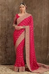 Buy_SHIKHAR SHARMA_Fuchsia Chinon And Raw  Lining Taffeta Embroidery Saree With Blouse _at_Aza_Fashions