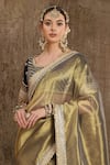 SHIKHAR SHARMA_Gold Saree Metallic Tissue Embroidered And Woven Shimmer With Raw Silk Blouse _Online_at_Aza_Fashions