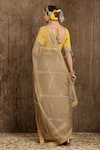 Shop_SHIKHAR SHARMA_Brown Saree Organza Embroidered And Embellished Gota Work Leheriya With Blouse _at_Aza_Fashions