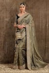 Buy_Shikhar Sharma_Gold Blouse Raw Silk, Lining Taffeta Silk, Saree Metallic Tissue Woven With _at_Aza_Fashions