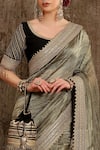 Buy_Shikhar Sharma_Gold Blouse Raw Silk, Lining Taffeta Silk, Saree Metallic Tissue Woven With _Online_at_Aza_Fashions
