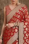 Buy_SHIKHAR SHARMA_Red Saree Georgette Embroidered And Embellished Ornamental Woven With Blouse _Online_at_Aza_Fashions