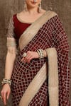 Buy_SHIKHAR SHARMA_Maroon Georgette And Chanderi Lining Taffeta Saree With Blouse _Online_at_Aza_Fashions