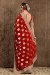 Shop_SHIKHAR SHARMA_Red Georgette Butta And Silk Chanderi Lining Paisley Motifs Saree With Blouse _at_Aza_Fashions