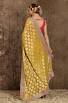 Shop_SHIKHAR SHARMA_Yellow Georgette Butta And Silk Chanderi Lining Paisley Motifs Saree With Blouse _at_Aza_Fashions