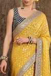 Buy_SHIKHAR SHARMA_Yellow Georgette And Silk Chanderi Lining Taffeta Saree With Blouse _Online_at_Aza_Fashions