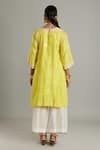 Shop_Myoho_Yellow Banarasi Embroidered Kathiawadi Work Round Kurta And Pant Set  _at_Aza_Fashions