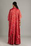 Shop_Myoho_Red Bamberg Satin Creeper Plant Print And Thread Work Blouse Scoop Lehenga Set_at_Aza_Fashions