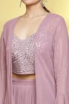 Shop_Samyukta Singhania_Purple Crop Top Flared Sleeve Jacket And Palazzo Set _Online_at_Aza_Fashions