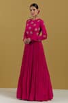 Buy_Ikshita Choudhary_Magenta Muslin Cotton Hand Embroidered Sequin And Cutdana Work Pleated Anarkali_Online_at_Aza_Fashions
