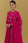 Shop_Ikshita Choudhary_Magenta Muslin Cotton Hand Embroidered Sequin And Cutdana Work Pleated Anarkali_Online_at_Aza_Fashions