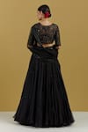 Shop_Ikshita Choudhary_Black Organza Hand Embroidered Sequin And Cut Dana Work Floral Pleated Lehenga _at_Aza_Fashions