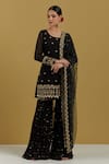 Buy_Ikshita Choudhary_Black Georgette Embroidery Sequin Sharara _at_Aza_Fashions