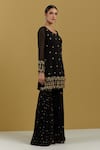 Ikshita Choudhary_Black Georgette Embroidery Sequin Sharara _Online_at_Aza_Fashions