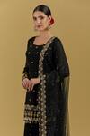 Shop Ikshita Choudhary Black Net Embroidery Sequin And Cutdana Hand Dupatta at Aza Fashions Shop_Ikshita Choudhary_Black Net Embroidery Sequin And Cutdana Hand Dupatta_at_Aza_Fashions