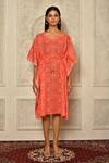 Buy_Aryavir Malhotra_Peach Cotton Bandhani Print Kaftan_Online_at_Aza_Fashions