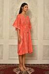 Aryavir Malhotra_Peach Cotton Bandhani Print Kaftan_Online_at_Aza_Fashions