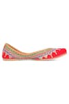 Shop_Samyukta Singhania_Red Embroidered Geometric Juttis _Online_at_Aza_Fashions