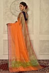 Shop_Adara Khan_Orange Woven Banarasi Cotton Silk Saree _at_Aza_Fashions