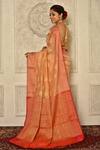 Shop_Adara Khan_Peach Woven Banarasi Kora Silk Saree_at_Aza_Fashions